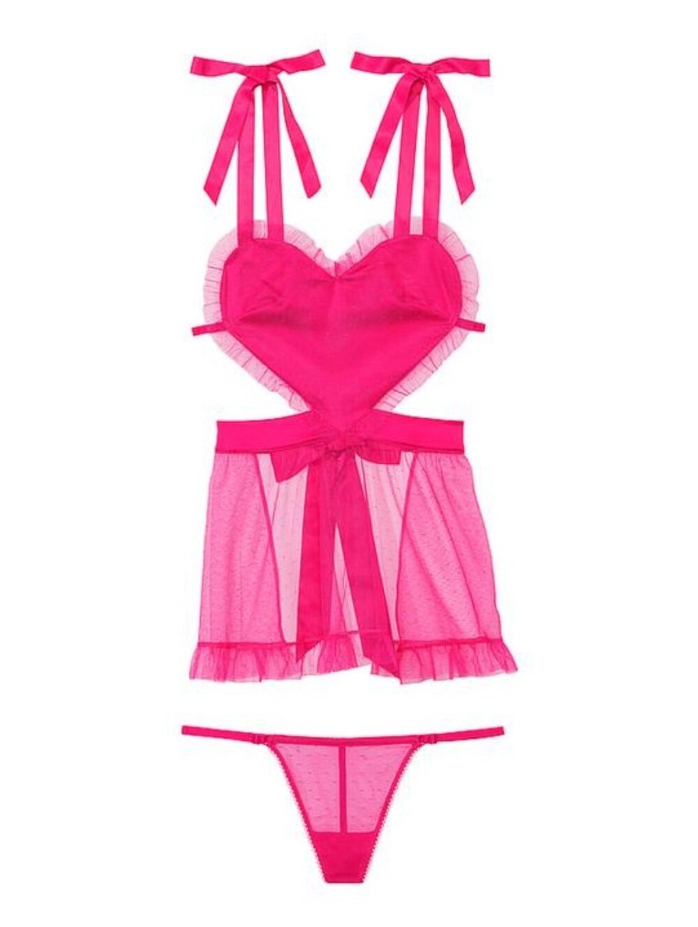 Victoria's Secret Dotted Mesh Apron Set Size S NWOT